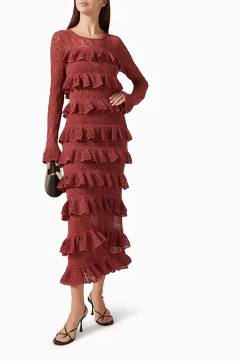 Wanderlust Frill Maxi Dress in Lace