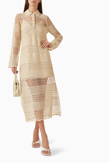 Wanderlust Sun Crochet Maxi Dress in Cotton