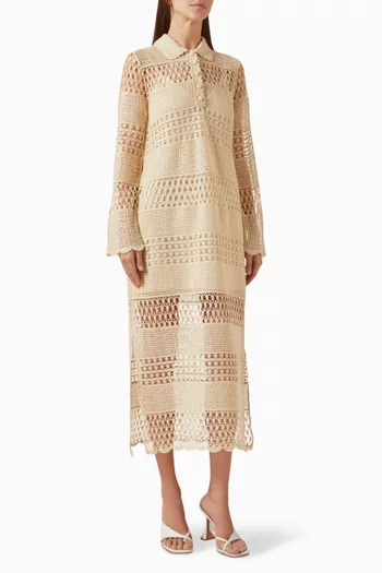 Wanderlust Sun Crochet Maxi Dress in Cotton
