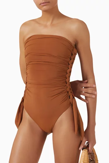 لباس سباحة داي لايت قطعة واحدة بأجزاء مجدولة وكشكش