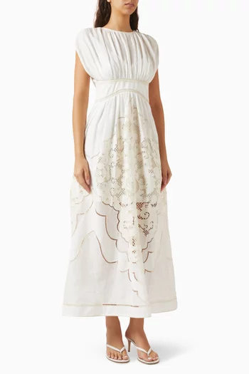 فستان داي لايت بخصر ضيق كتان