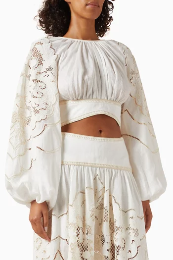 Daylight Embroidered Top in Linen