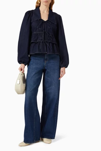 بلوزة ياسيلينا برباط أمامي دينم