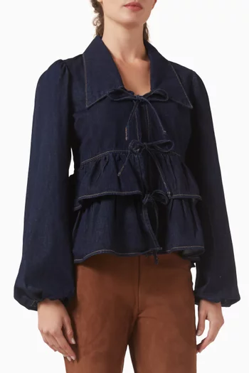 Yascelina Top in Cotton-blend Denim