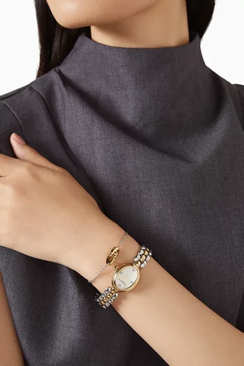 طقم ساعة سامي كوارتز وسوار ستانلس ستيل، 22 مم