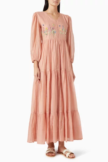 Anees Tiered Maxi Dress in Cotton-silk