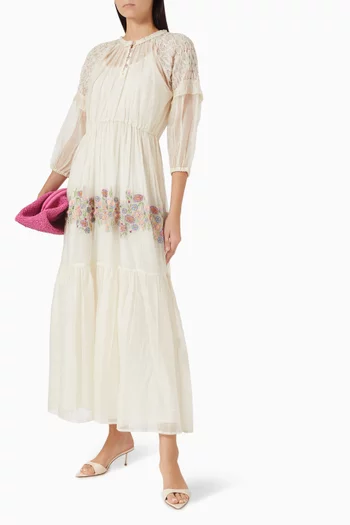 Veronica Printed Maxi Dress in Cotton-silk