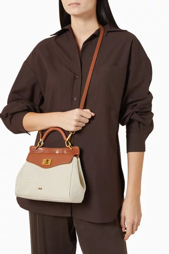 Lucia Classic Top Handle Bag in Canvas & Vegan Leather