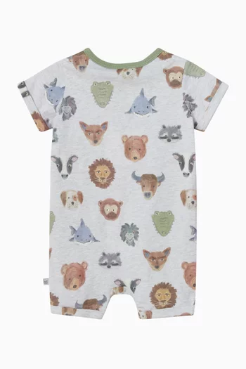 Wildings Printed Henley Romper in Cotton