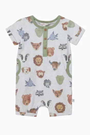 Wildings Printed Henley Romper in Cotton