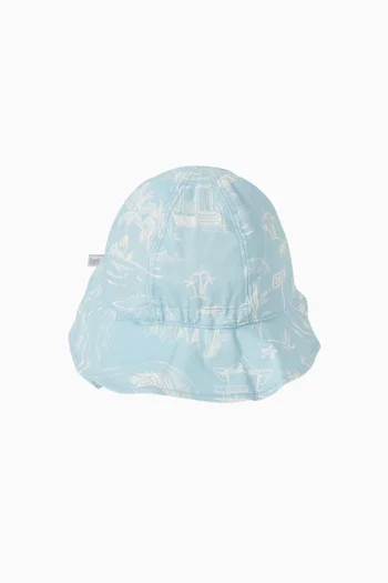 Surf's Up Linework Sunhat in Cotton-linen