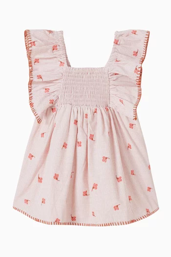 Songbird Embroidered Dress in Cotton