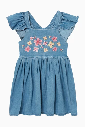 Grow Wild Embroidered Dress in Denim