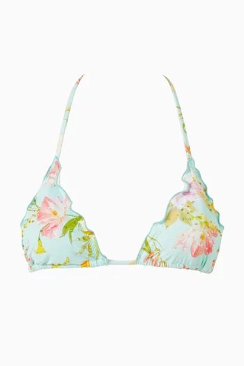 Embroidered Lettuce-edge Bikini Top
