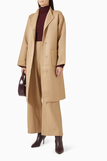 بنطال بقصة ساق واسعة صوف معاد تدويره