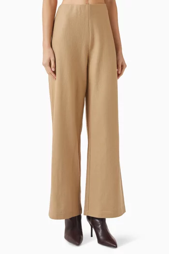 بنطال بقصة ساق واسعة صوف معاد تدويره