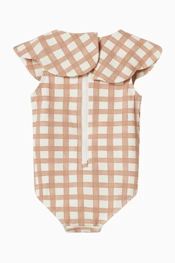 لباس سباحة قطعة واحدة بتصميم بتلات زهور