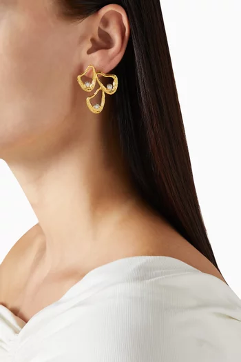 أقراط متدلية سيليستيال ويسبرز بتصميم ثلاثي معدن مطلي ذهب عيار 24