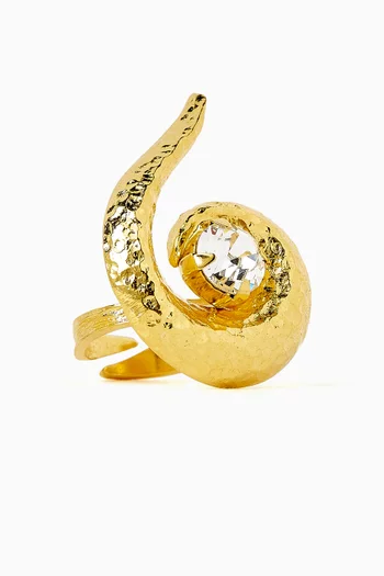 Spiral Sparkle Ring in 24kt Gold-plated Metal