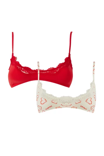 طقم حمالات صدر بقصة عميقة دانتيل فيتس إيفري بودي، قطعتان