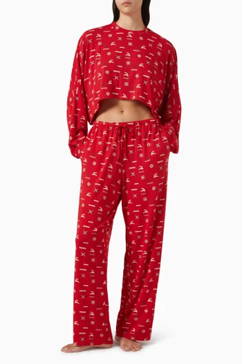 طقم بيجاما هينلي قصير قطعة علوية وبنطال