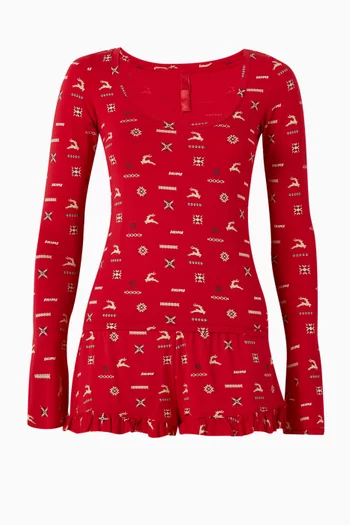 Printed Top & Shorts PJ Set