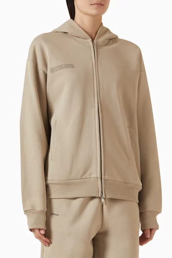 كنزة بغطاء للرأس 365‏ بسحّاب قطن ثقيل الوزن