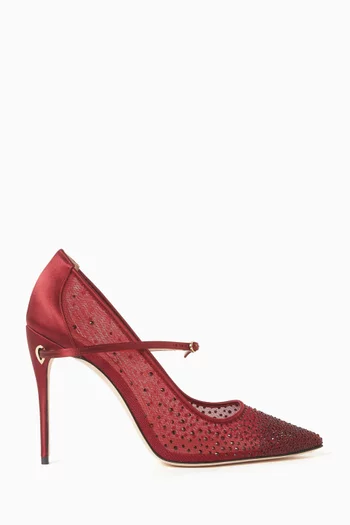 Lorenzo 105 Crystal Pumps in Mesh & Satin
