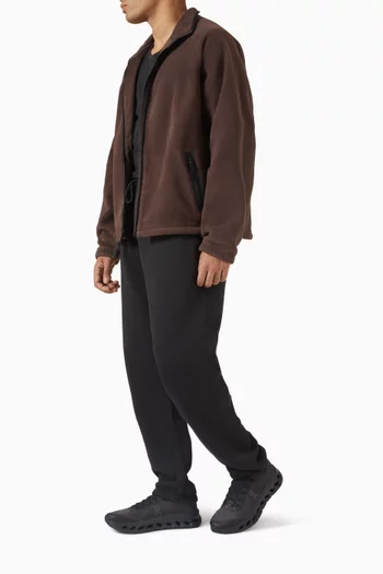 كنزة كلاسيكية بغطاء رأس وسحّاب صوف قطني