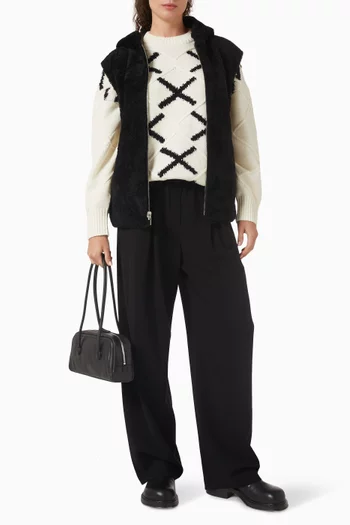 Hooded Vest in Shearling