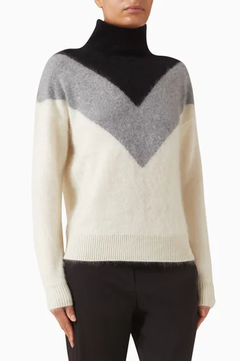 Chevron Turtleneck Sweater in Cashmere