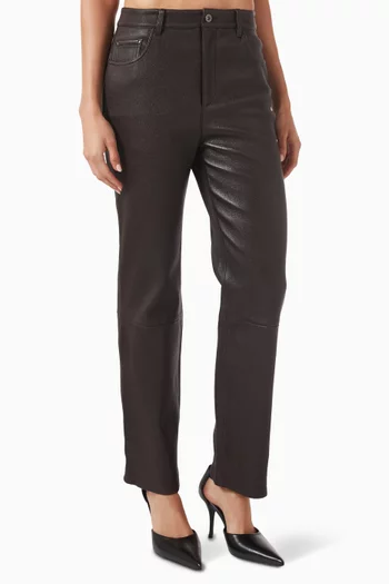 Straight-leg Pants in Leather