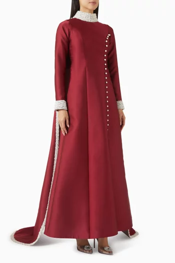 فستان ايف مزين بتطريزات ستان