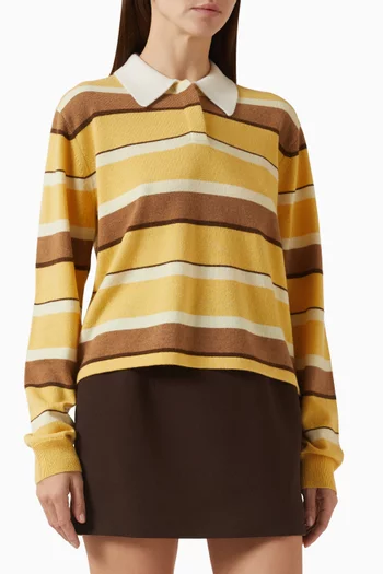 سترة رغبي قصيرة ونقشة مخططة كشمير