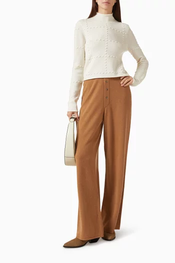 بلوزة بوبكورن مزيج كشمير