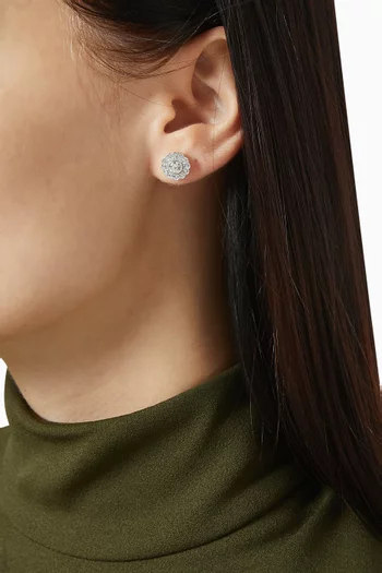 أقراط بتصميم دائري على شكل زهرة فضة إسترلينية