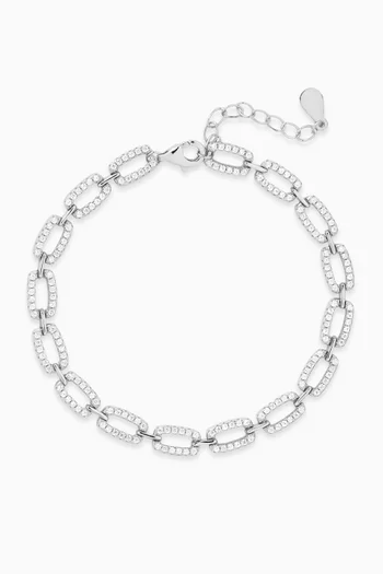 Crystal Link Bracelet in Sterling Silver