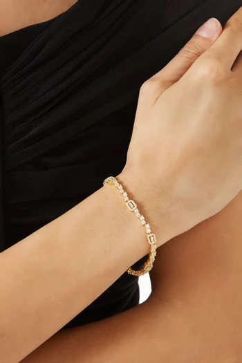 سوار تنس مرصع بالكريستال معدن مطلي بلون ذهبي