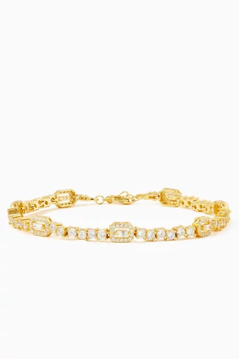 سوار تنس مرصع بالكريستال معدن مطلي بلون ذهبي