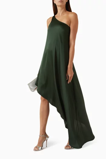 فستان بنمط تونيك بفتحة رقبة كتف مكشوف ومائلة