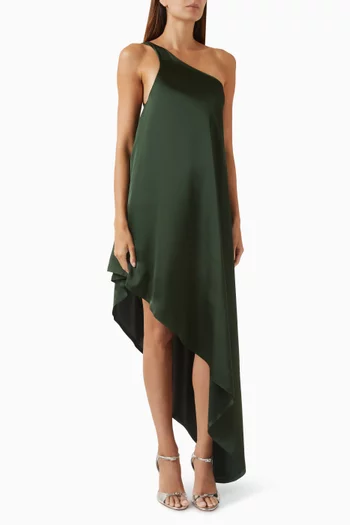 فستان بنمط تونيك بفتحة رقبة كتف مكشوف ومائلة