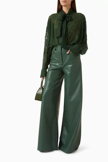 بودي سوت بنمط قميص بقصة بويفريند فضفاضة دانتيل