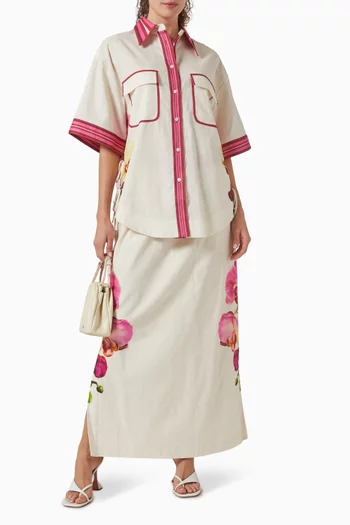 قميص ريمي مزيج قطن وكتان