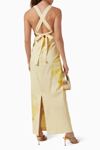 فستان كلارا طويل مزيج قطن وكتان