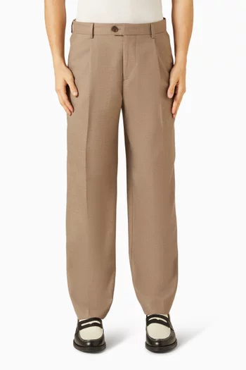 بنطال بقصة فضفاضة مزيج صوف