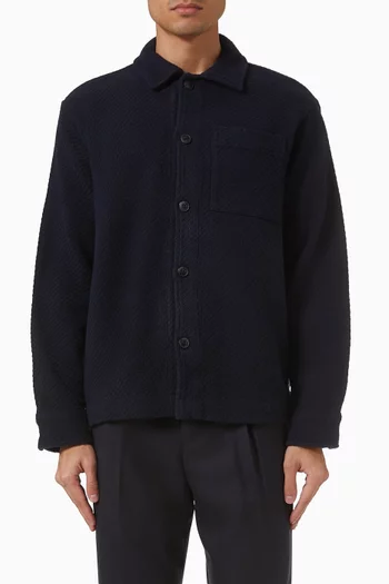 قميص بنمط جاكيت بقصة منحوتة قطن