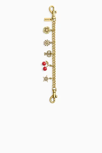 حلية حقيبة بتصميم سلسلة مزينة بحلي مرصعة بالكريستال معدن