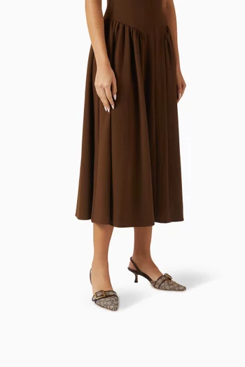 حذاء كلاسيك مارغوت بسير خلفي وكعب 55 مم جاكار بشعار الماركة مرصع بالكريستال