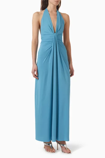 فستان تيلي طويل بدرابيه