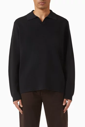 Carter Open Collar Polo Sweater in Cotton-blend